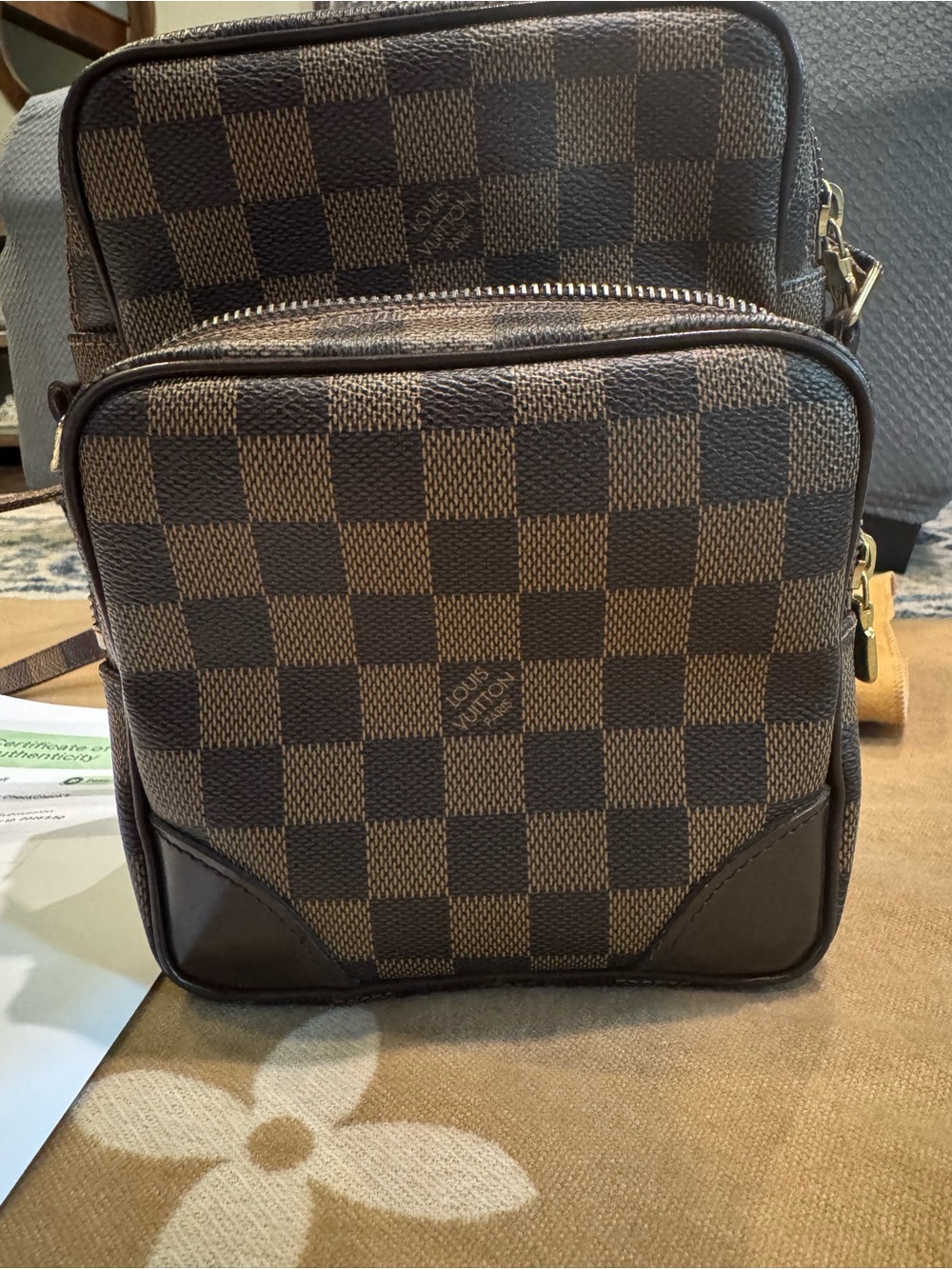 🤎 Authentic Louis Vuitton Damier Ebene Amazone PM Crossbody Bag-